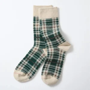 Rototo - Chaussettes à carreaux - Vert/Beige