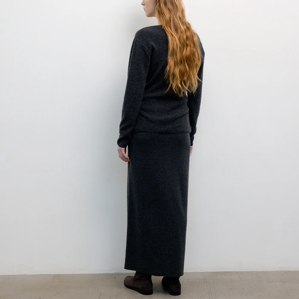 Le 17 septembre - Jupe Button Straight Knit - Charcoal – Image 6