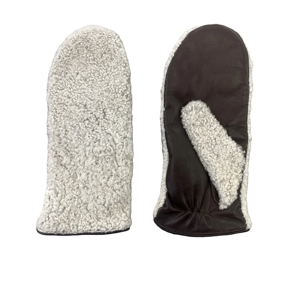 Milona - Moufles Mouton Bouclé - Marron – Image 3