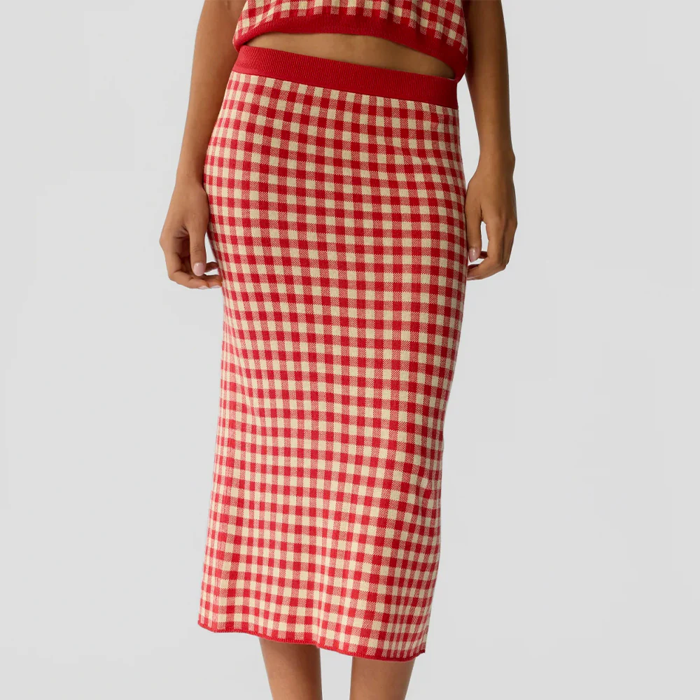 Guest In Residence - Jupe Longue Vichy - Scarlet Mist – Image 6