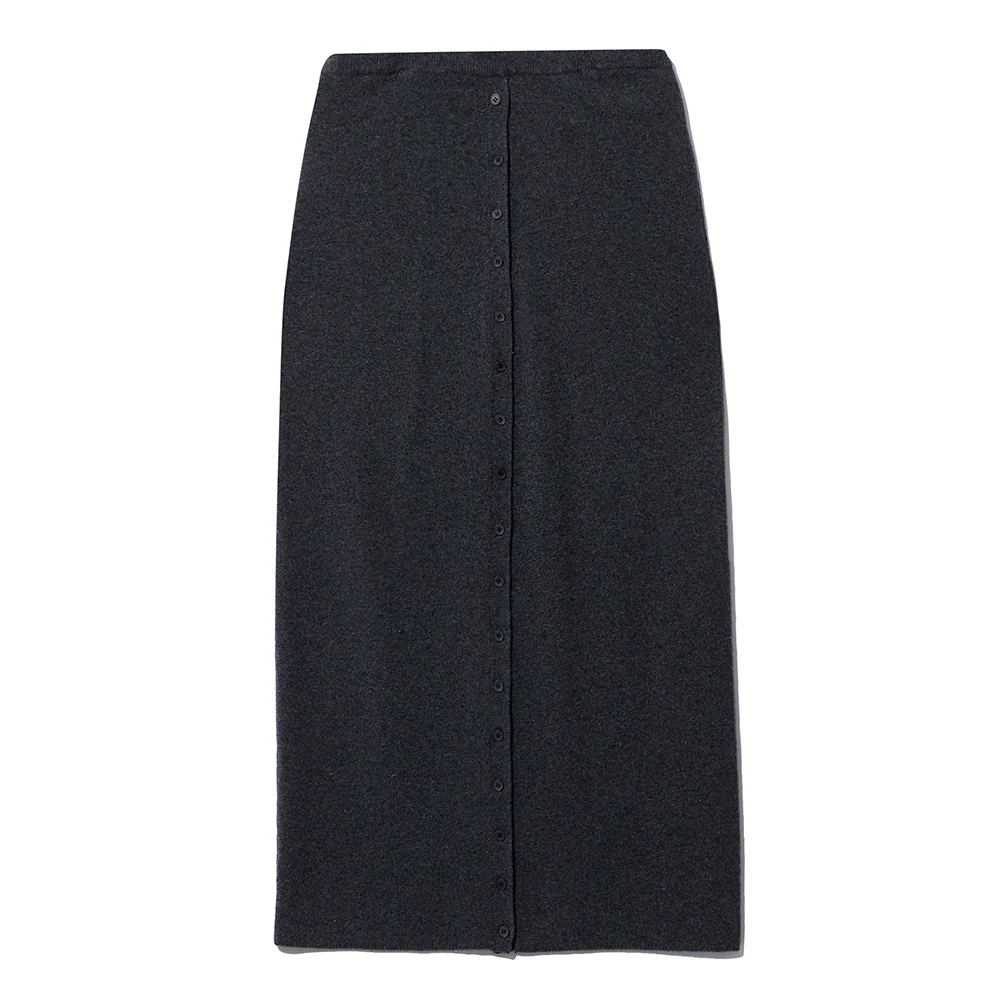 Le 17 septembre - Jupe Button Straight Knit - Charcoal
